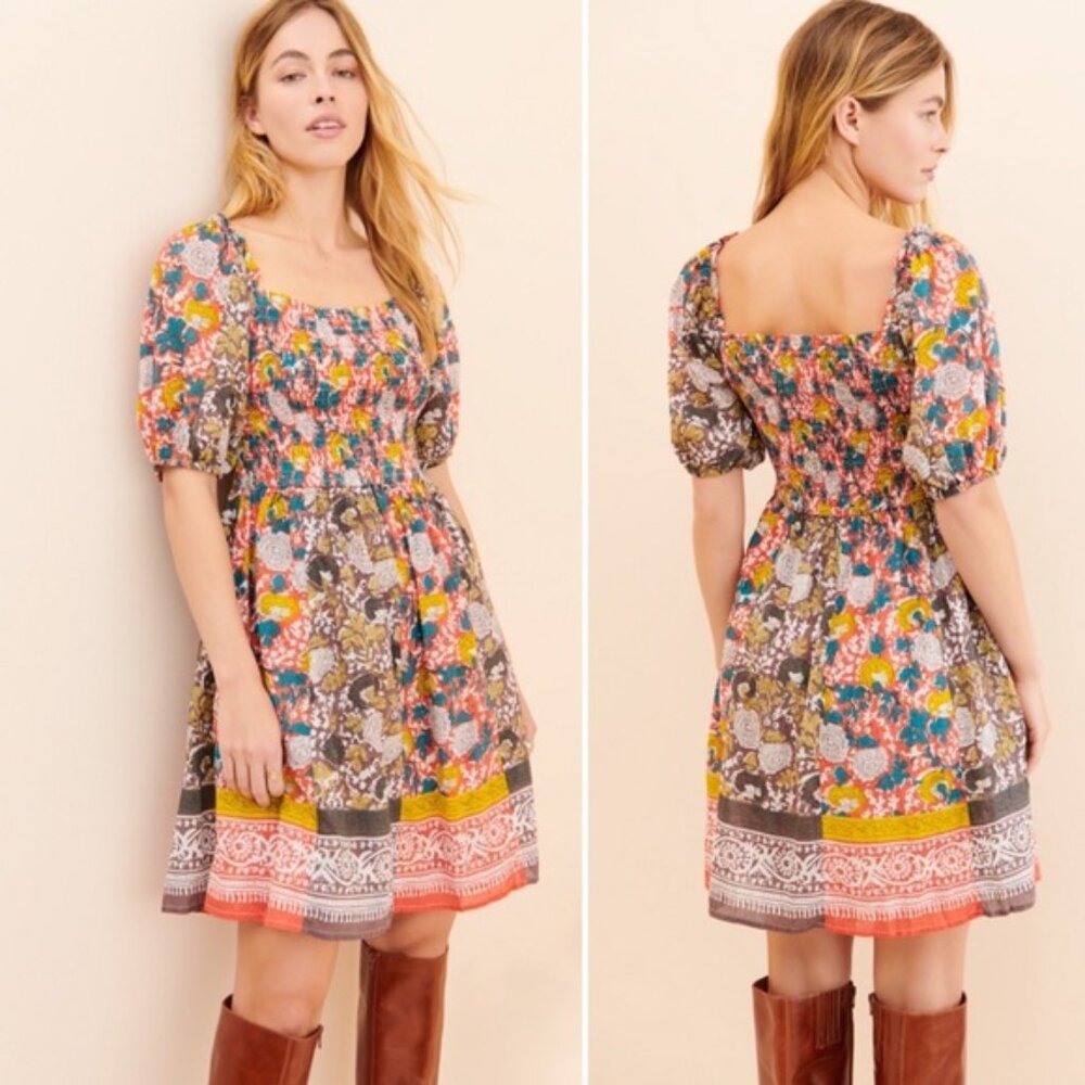 Anthropologie Taria Puff Sleeve Mini Dress NWT